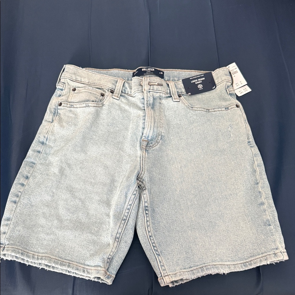 Hollister Men's Faded Blue Jean Shorts
